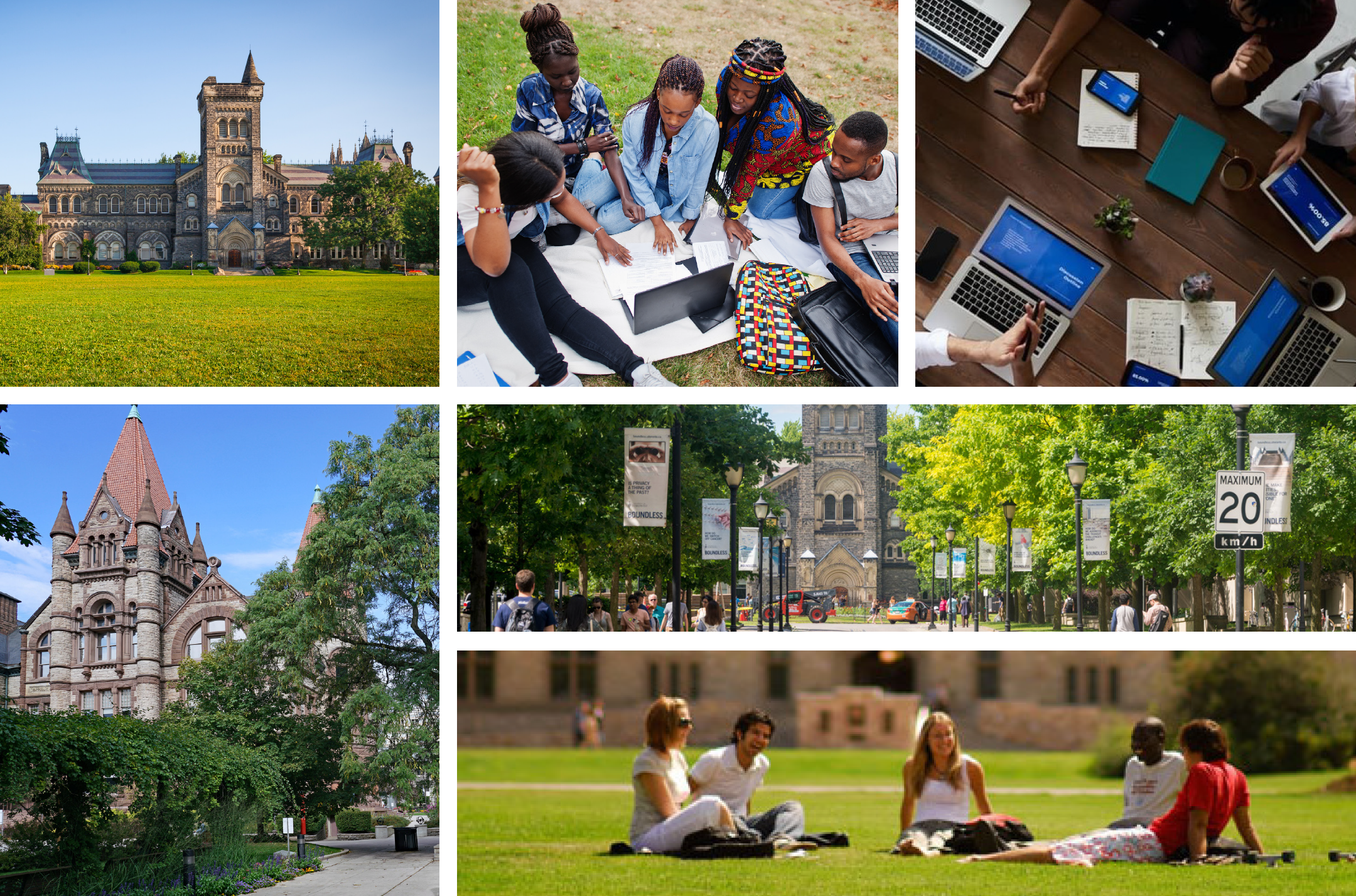 University campus and students collage