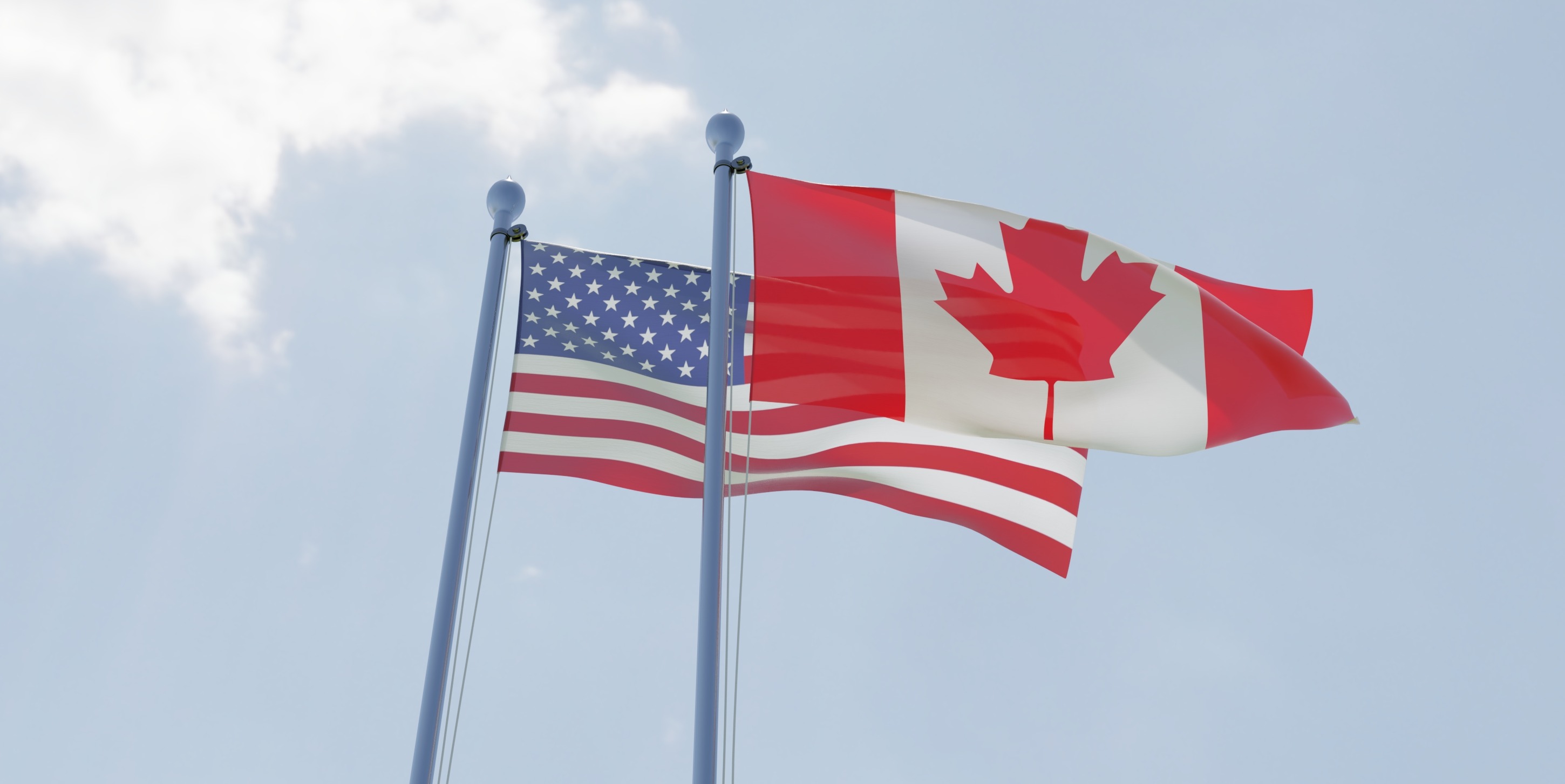 Canadian and American flags